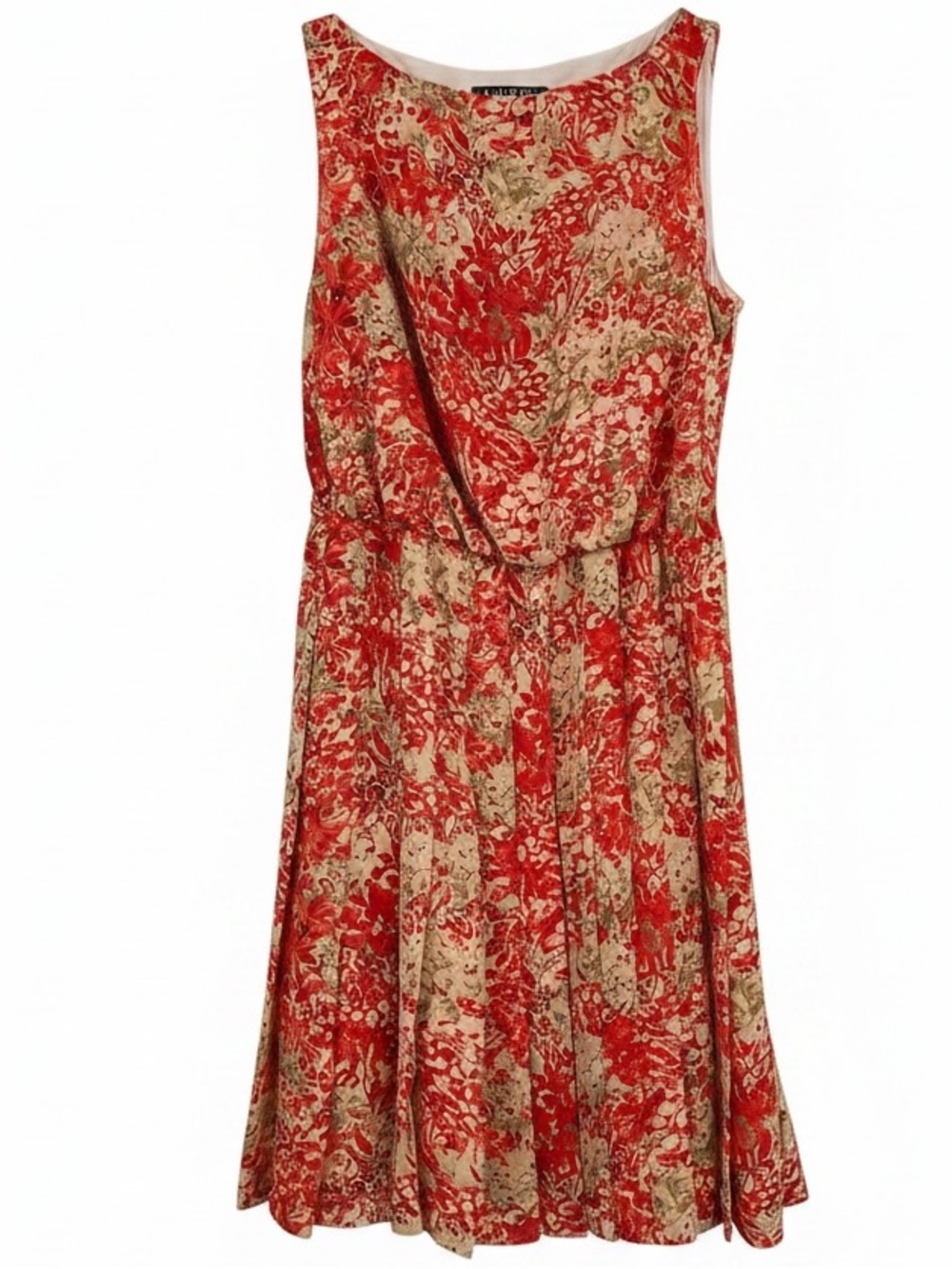 Lauren Ralph Lauren Red Floral Flare Dress Feminine Size 4